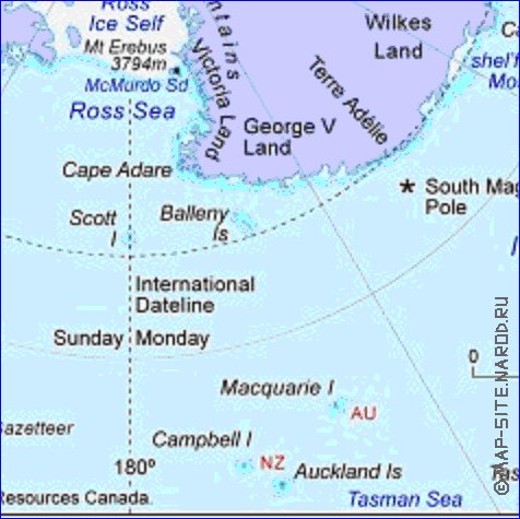 mapa de Antartica em ingles