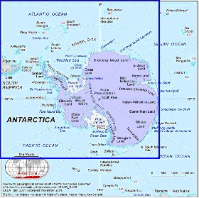 mapa de Antartica em ingles