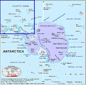 mapa de Antartica em ingles