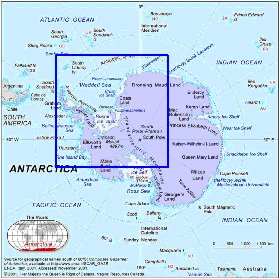 mapa de Antartica em ingles