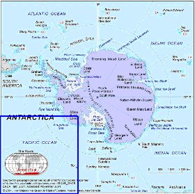 mapa de Antartica em ingles