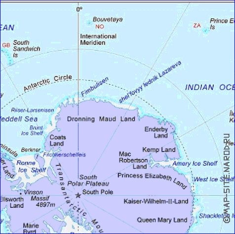 mapa de Antartica em ingles