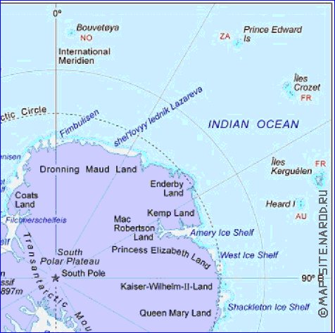 mapa de Antartica em ingles