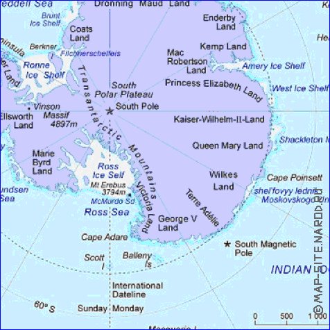 mapa de Antartica em ingles