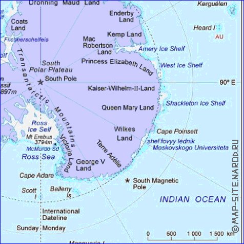 mapa de Antartica em ingles