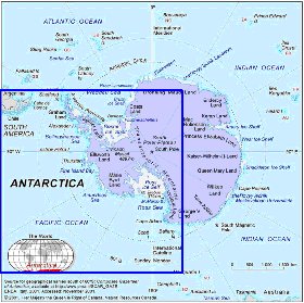 mapa de Antartica em ingles