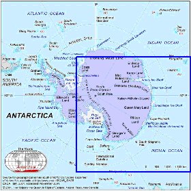 mapa de Antartica em ingles