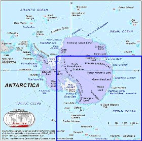 mapa de Antartica em ingles