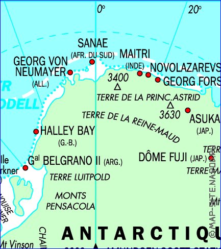 mapa de Antartica em frances