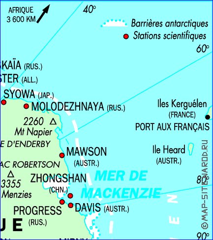 mapa de Antartica em frances