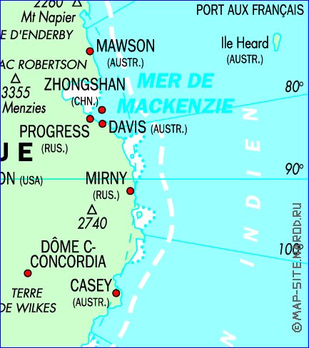 mapa de Antartica em frances