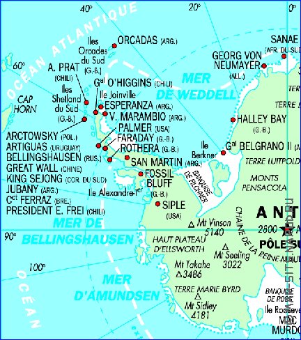 carte de Antarctique