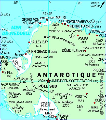 mapa de Antartica em frances