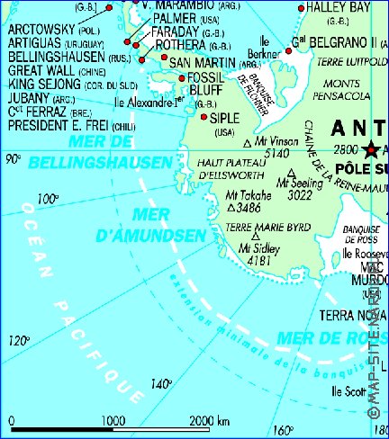 mapa de Antartica em frances