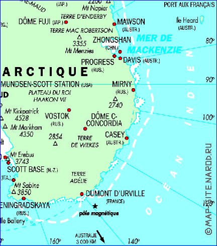 mapa de Antartica em frances