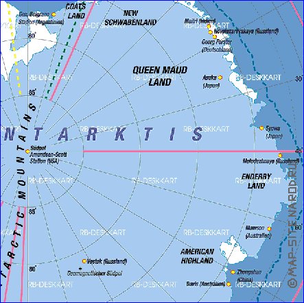 carte de Antarctique en allemand