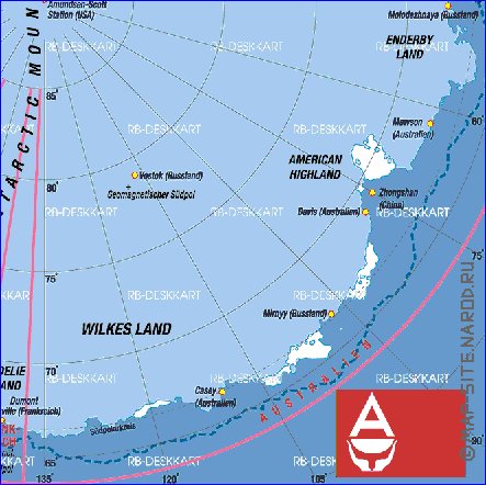 mapa de Antartica em alemao