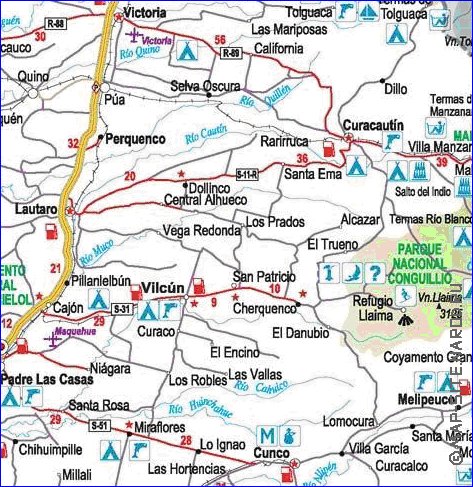 carte de Region d'Araucanie