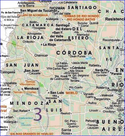 Administrativa mapa de Argentina em espanhol
