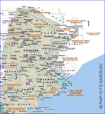 Administrativa mapa de Argentina em espanhol