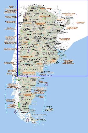 Administrativa mapa de Argentina em espanhol