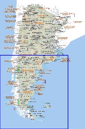 Administratives carte de Argentine en espagnol