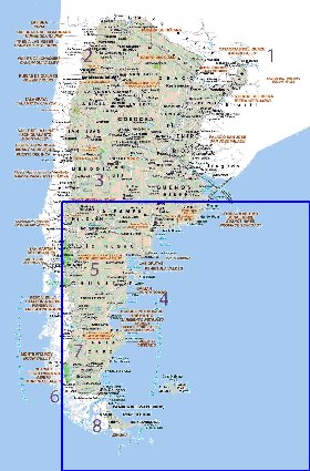 Administratives carte de Argentine en espagnol