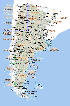 Administrativa mapa de Argentina em espanhol