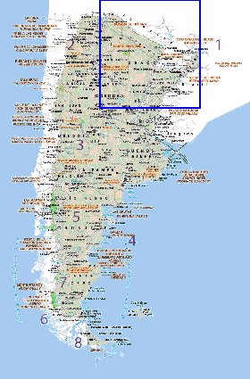 Administrativa mapa de Argentina em espanhol