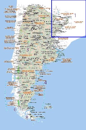 Administratives carte de Argentine en espagnol