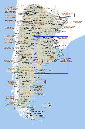 Administratives carte de Argentine en espagnol