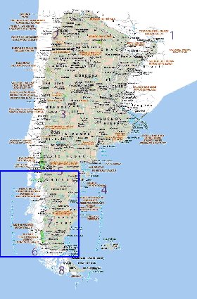 Administratives carte de Argentine en espagnol