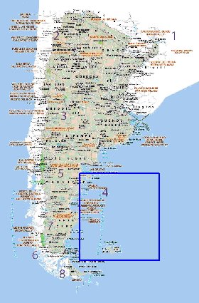 Administratives carte de Argentine en espagnol