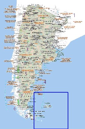 Administratives carte de Argentine en espagnol