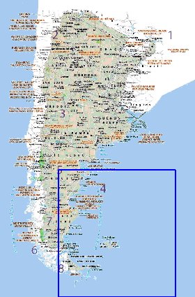 Administratives carte de Argentine en espagnol