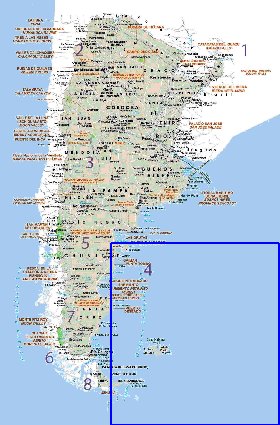 Administratives carte de Argentine en espagnol