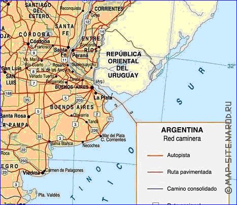 carte de des routes Argentine en espagnol