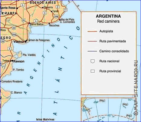 carte de des routes Argentine en espagnol