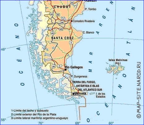 carte de des routes Argentine en espagnol