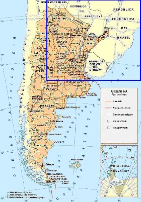 mapa de de estradas Argentina em espanhol