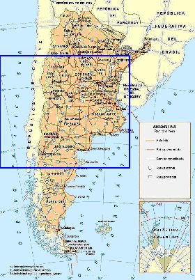 carte de des routes Argentine en espagnol