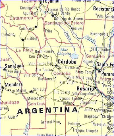 carte de Argentine en anglais