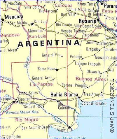 carte de Argentine en anglais