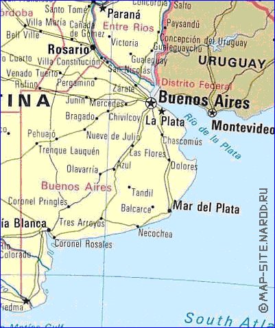 carte de Argentine en anglais