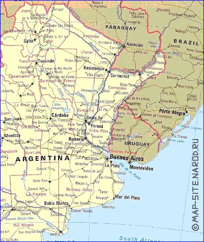 carte de Argentine en anglais