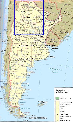 carte de Argentine en anglais