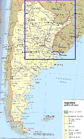 carte de Argentine en anglais