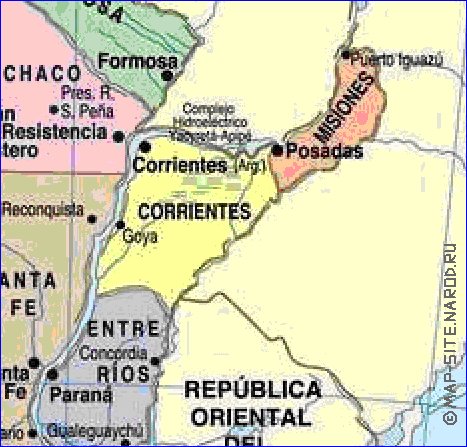 mapa de Argentina em espanhol