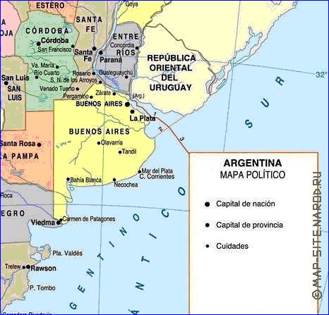 mapa de Argentina em espanhol