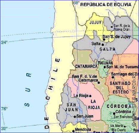 mapa de Argentina em espanhol